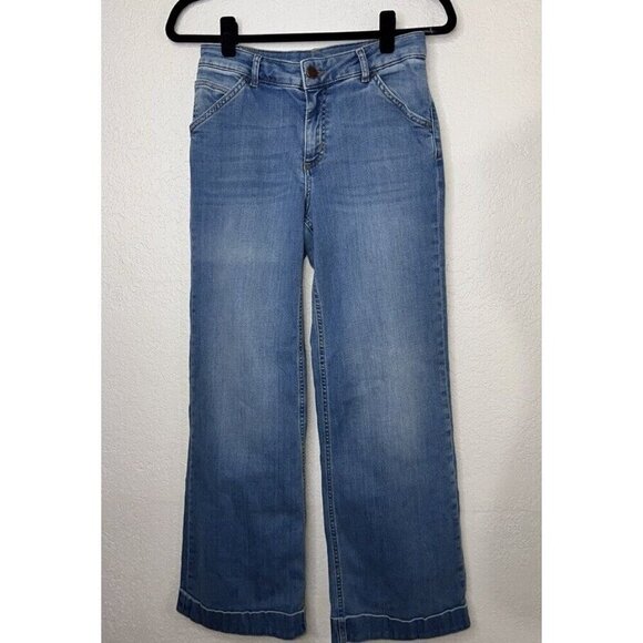 Boden The Windsor Wide Leg Jeans Trousers Size US10 Light Blue Jeans Denim 1A - Picture 1 of 13